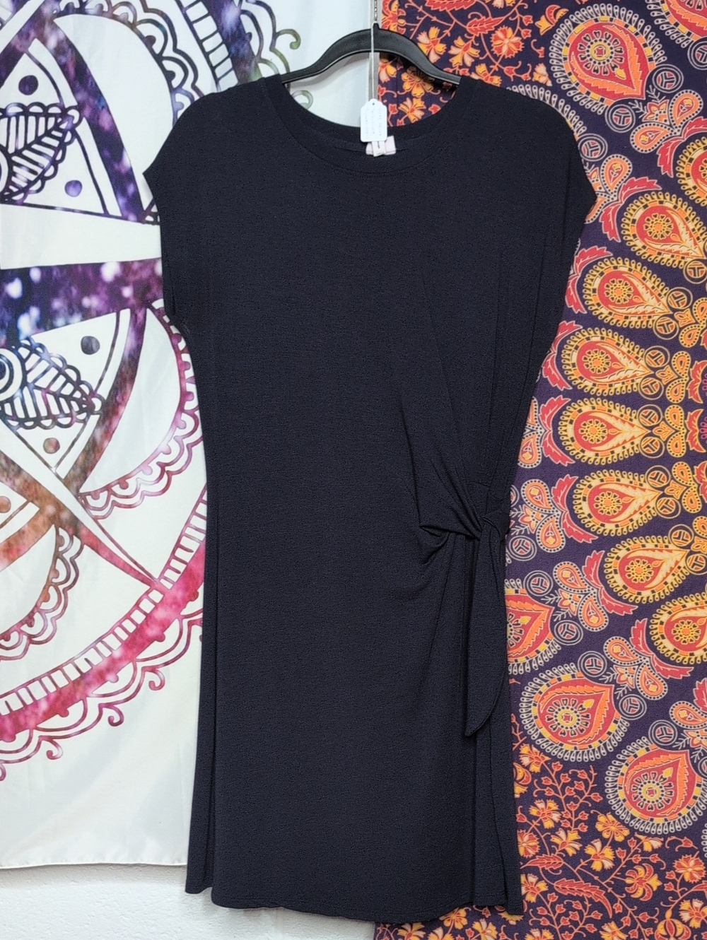 Cable & Gauge Dark Blue Side Tie Knot Dress